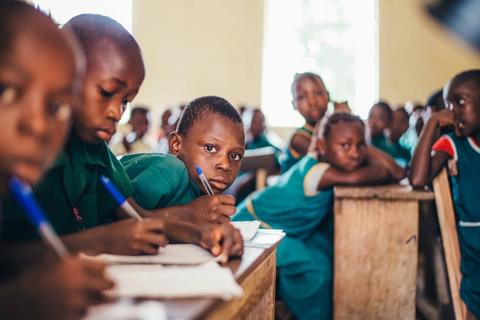 Students working together in a classroom
