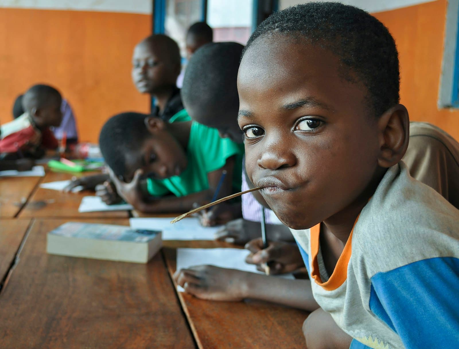 Student concentrating on classwork