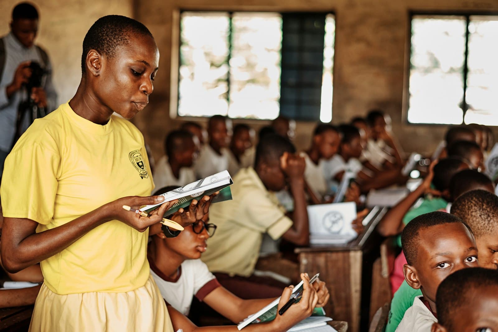 Teacher guiding students through a lesson